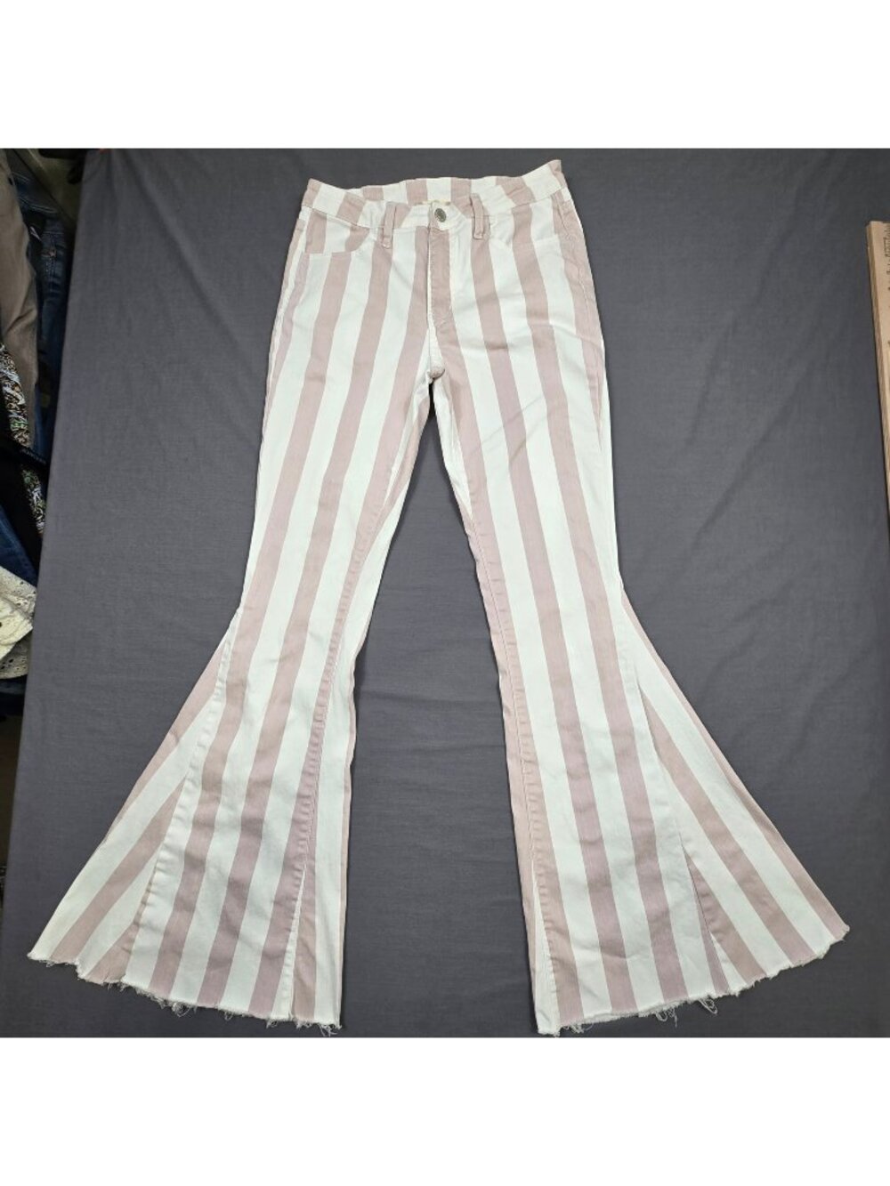 Altard State M 28 Bell Bottom Jeans Pink/White Festival Striped Flared Pants